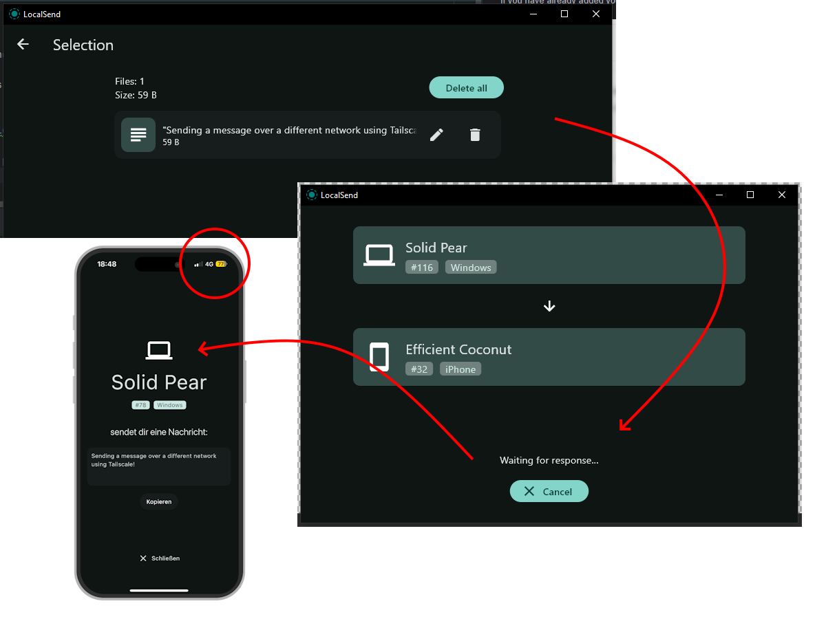 Transferring a text message